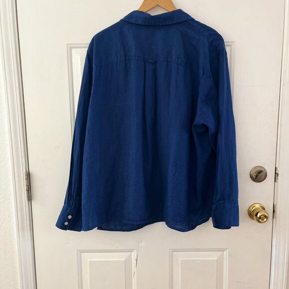 Talbots Woman's Plus-Size Blue Pure Irish Linen Tunic Sz 24 - Picture 6 of 7